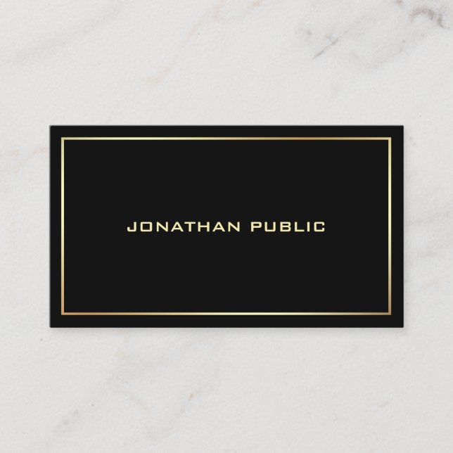 Trendy Black Gold Professional Modern Elegant Business Card (Front)