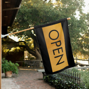 Trendy Black Gold Small Business Open Sign Flag