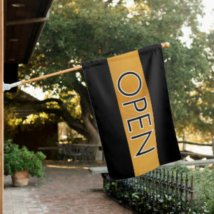 Trendy Black Gold Small Business Open Sign Flag