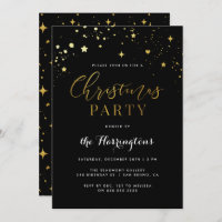 Gold Streamers & Champagne Christmas Invitation