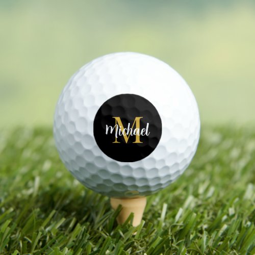 Trendy Black Gold Template Best Monogram 12 Pack Golf Balls