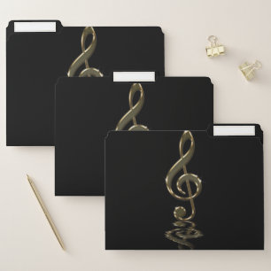 Trendy  Black Gold Treble Clef File Folder