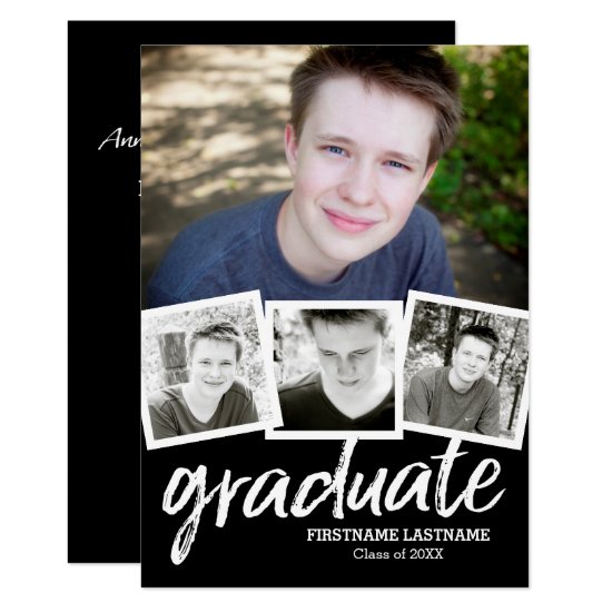 Trendy Black Graduation Announcement Party 4 Photo