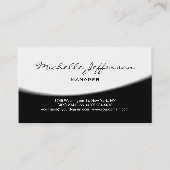 Trendy Black Gray Handwrite Script Business Card (Front)
