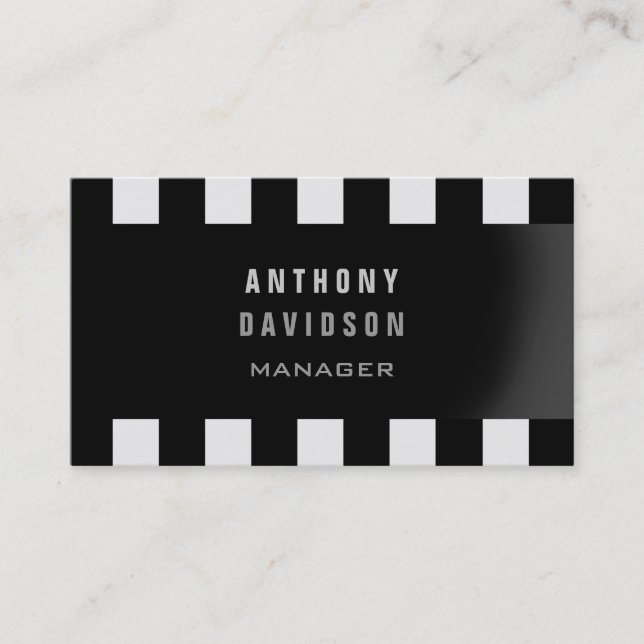 Trendy Black Gray Pattern Striped Business Card (Front)