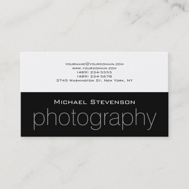 Trendy Black Gray Striped White Business Card (Front)