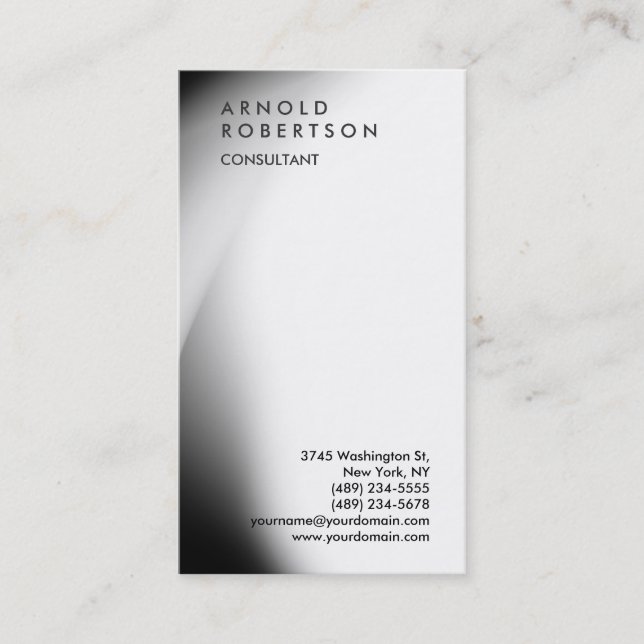 Trendy Black Gray White Monogram Business Card (Front)
