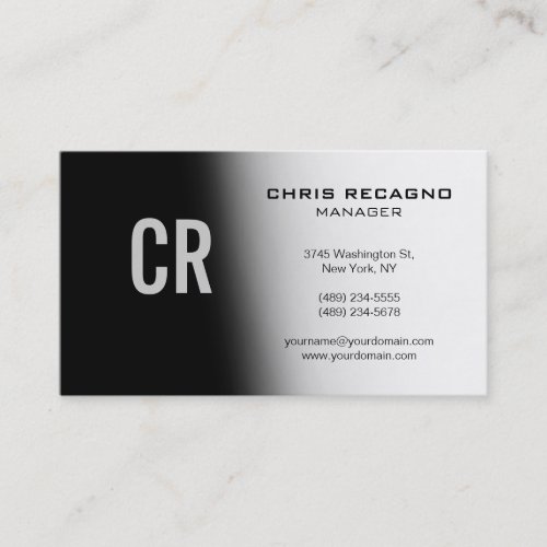 Trendy Black Gray White Monogram Business Card