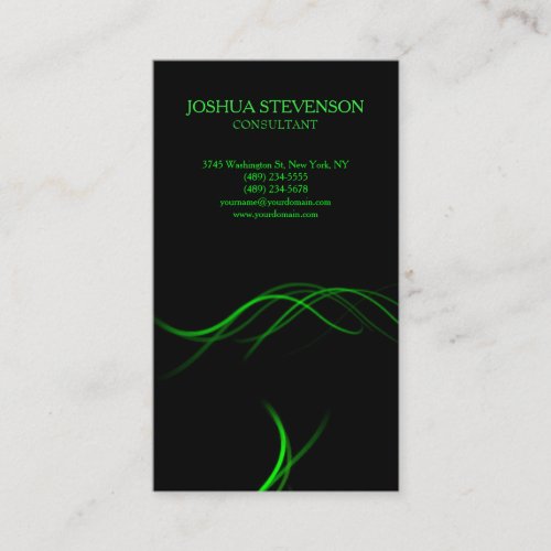 Trendy Black Green Curves Minimalist Business Card