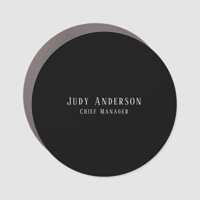 Trendy Black Grey Professional Plain Serif Font Car Magnet (Front)