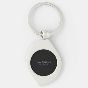 Trendy Black Grey Professional Plain Serif Font Keychain