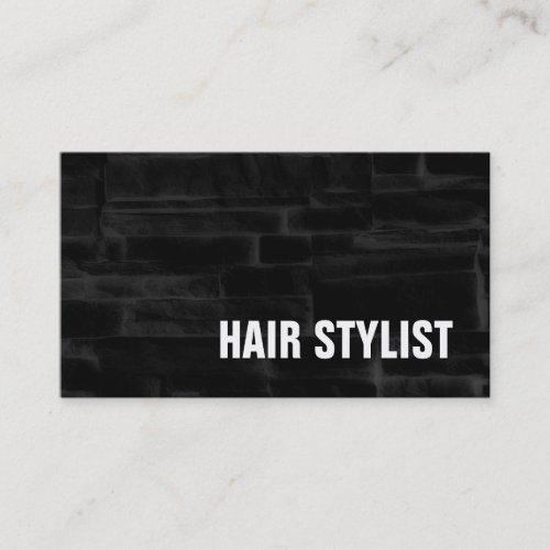 Trendy Black Grey Wall Bricks Modern Hair Stylist Business Card