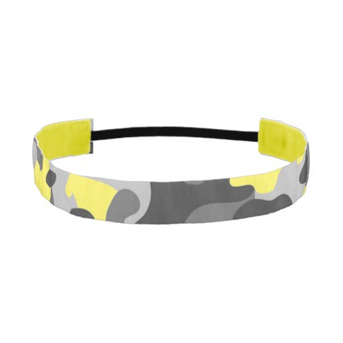 Trendy Black Grey  Yellow Camo Print Sports Athletic Headband