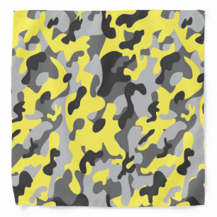 Trendy Black, Grey & Yellow Camo Print Sports Bandana