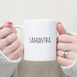 Trendy Black Handwriting Style Font Personalized Giant Coffee Mug<br><div class="desc">A modern style all capital letter personalized text message on a really big coffee cup. You can increase or decrease the size of the font depending on your given name. Create your own stocking stuffer gift for the holidays for someone that likes the farmhouse look.</div>