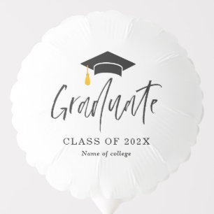 Trendy black lettering graduation balloon