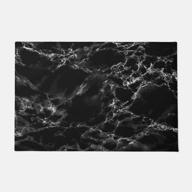 Trendy White And Black Marble Stone Pattern Floor Mat, Zazzle