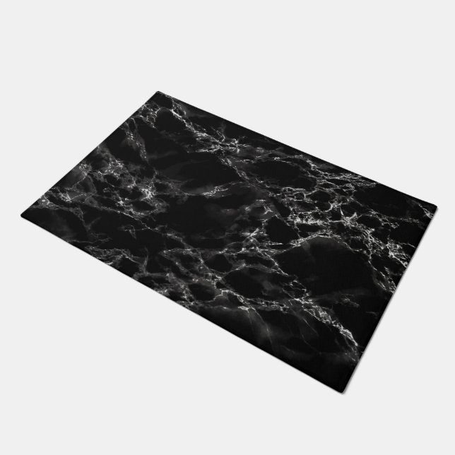 Trendy Black Marble Stone - Modern  Doormat (Angled)
