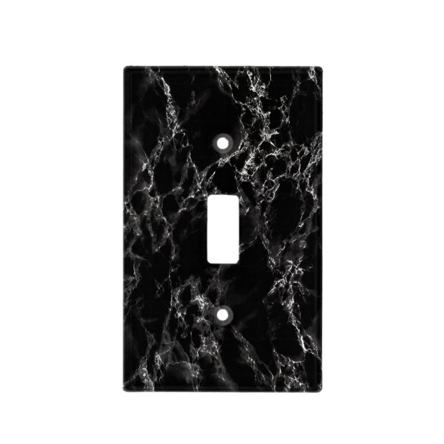 Trendy Black Marble Stone - Modern Light Switch Cover (Front)