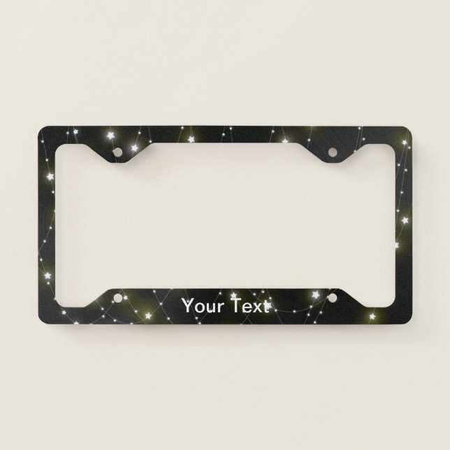 Trendy Black Metallic Lights Graphic License Plate Frame (Front)