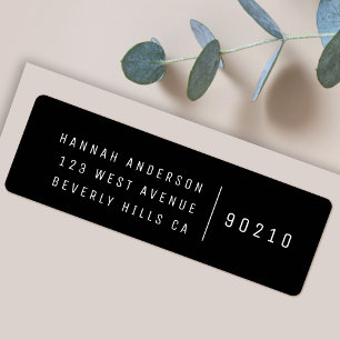 Trendy Black Minimalist Modern Return Address Label