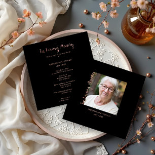 Trendy Black Minimalist Remembrance Design Funeral Note Card