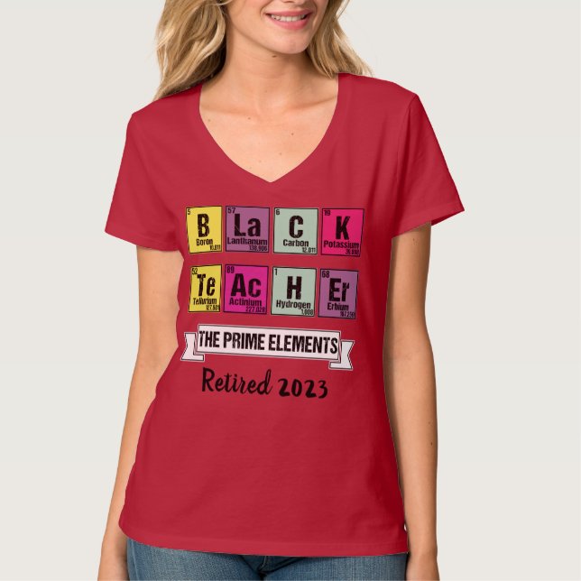 Trendy Black Month Retired Chemistry Black Teacher T-Shirt (Front)