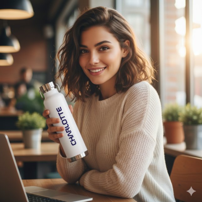 Trendy Black Name Script Custom Water Bottle (Creator Uploaded)