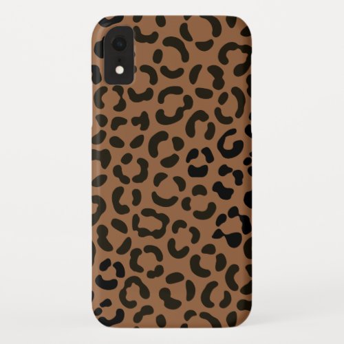 Trendy Black on Tan Leopard Print Pattern iPhone XR Case