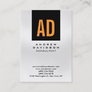 Trendy Black Orange Gray Monogram Business Card
