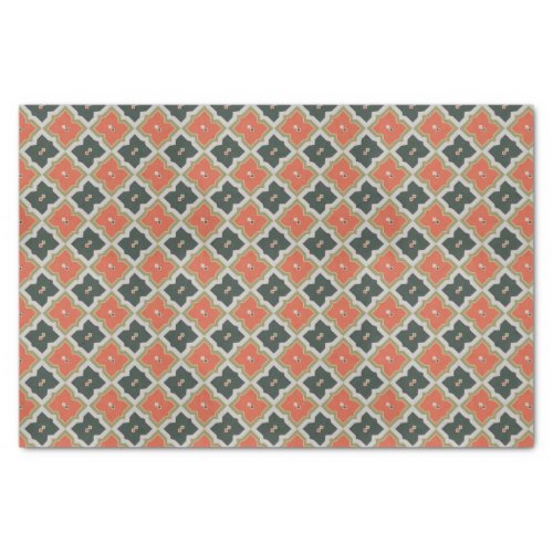 Trendy Black Orange Gray Moroccan Pattern Tissue Paper