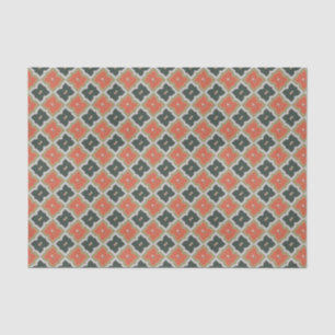 Trendy Black Orange Gray Moroccan Pattern Tissue Paper