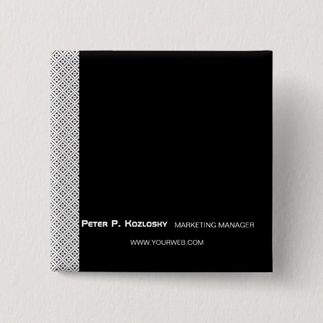 Trendy  Black Pattern Professional Occupation Button (Front)