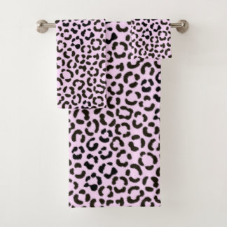 Trendy Black & Pink Leopard Fur Effect Pattern Bath Towel Set