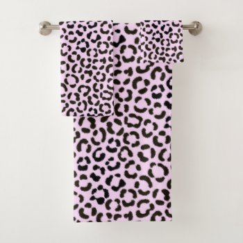Trendy Black & Pink Leopard Fur Effect Pattern Bath Towel Set by NataliePaskellDesign at Zazzle