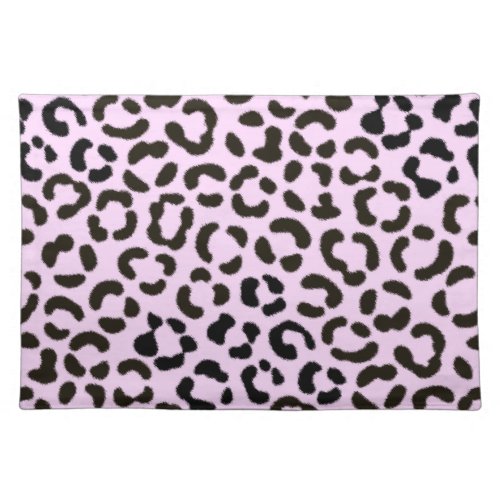 Trendy Black  Pink Leopard Fur Effect Pattern Cloth Placemat