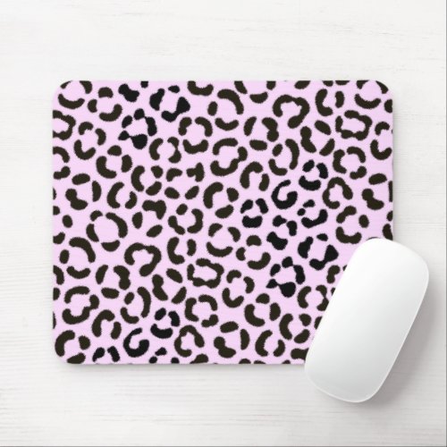 Trendy Black  Pink Leopard Fur Effect Pattern Mouse Pad