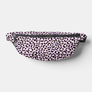 Trendy Black & Pink Leopard Fur Effect Rpt Pattern Fanny Pack