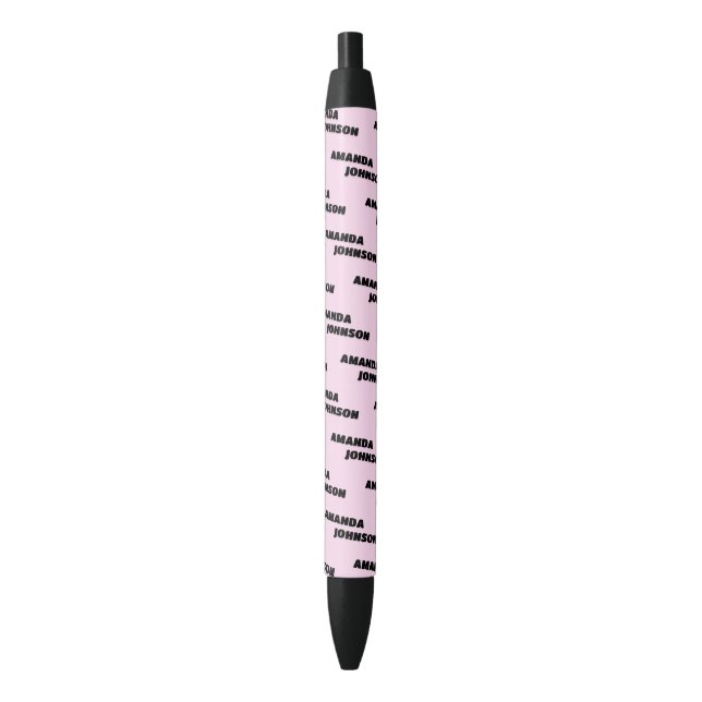Trendy Black Pink Monogram Script Name Pattern  Pen (Front Vertical)