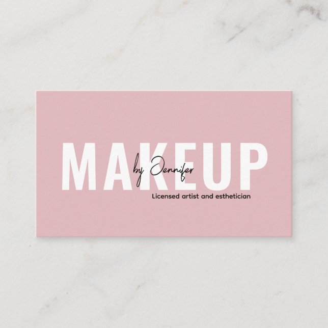 Trendy Black Pink & White Business Card (Front)