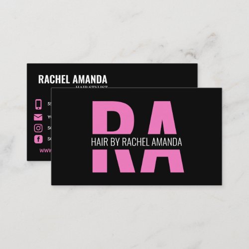 Trendy Black Pink  White Professional Business Card