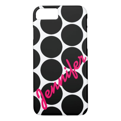Trendy Black Polka Dot Pattern iPhone 7 case