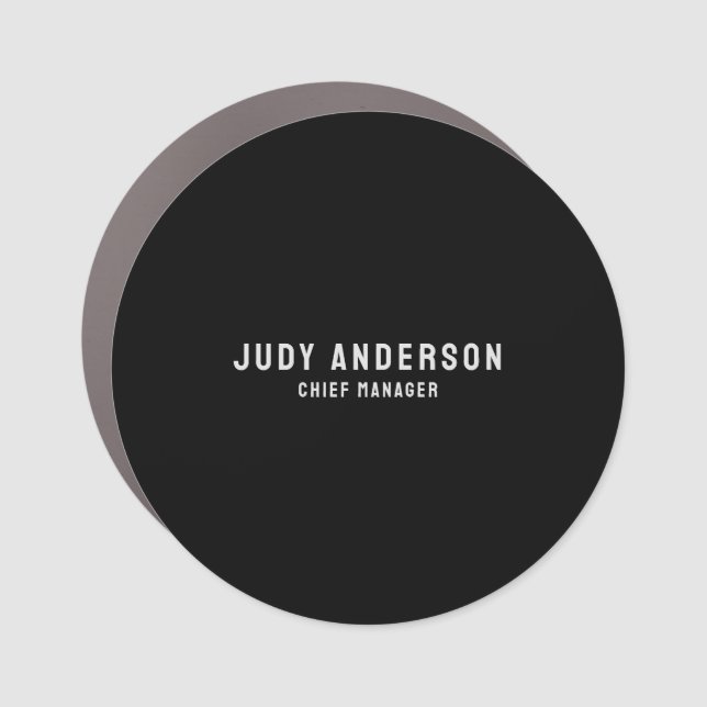 Trendy Black Professional Plain Modern Elegant Car Magnet (Front)