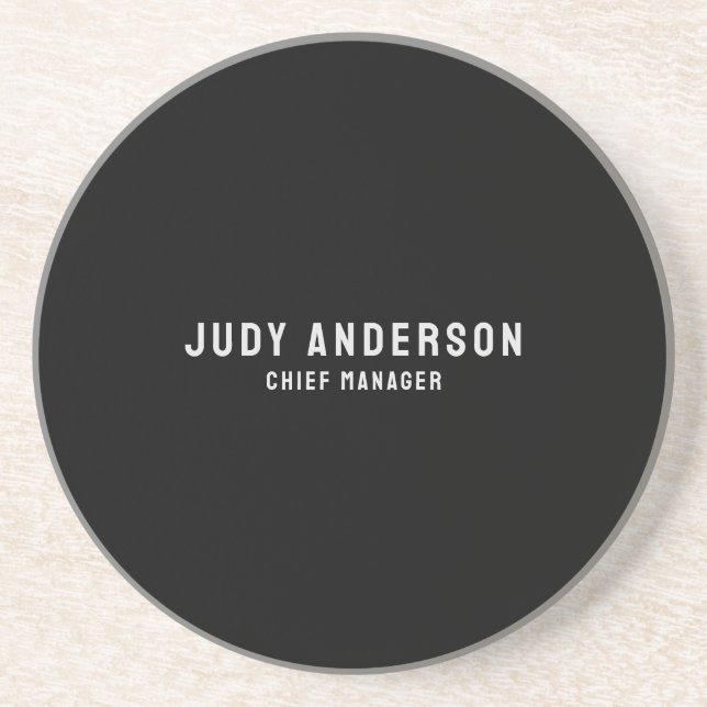 Trendy Black Professional Plain Modern Elegant Coaster (Front)