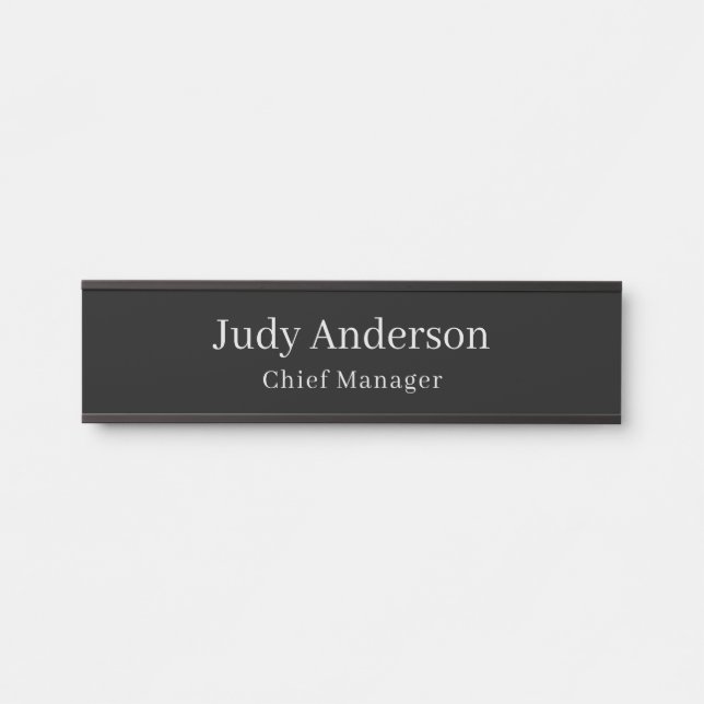 Trendy Black Professional Plain Modern Elegant Door Sign (Front)