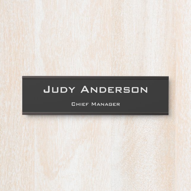 Trendy Black Professional Plain Modern Elegant Door Sign (Front)