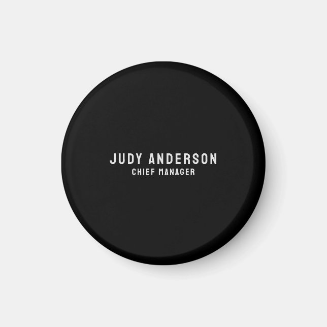 Trendy Black Professional Plain Modern Elegant Magnet (Front)