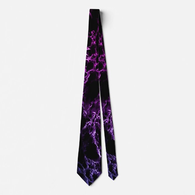 Trendy Black & Purple Neon Marble Stone - Special Neck Tie (Front)