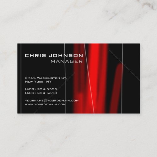 Trendy Black Red Charming Manager Business Card