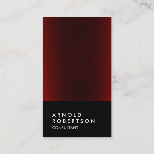 Trendy Black Red Consultant Business Card (Front)